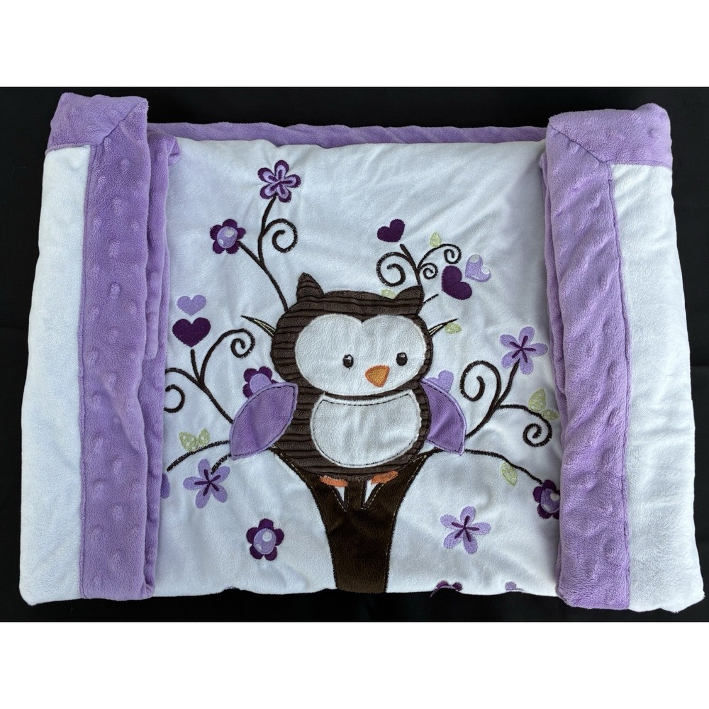 Little Miracles Purple White Owl Blanket Tree Heart Costco Baby Crib 38 X 28